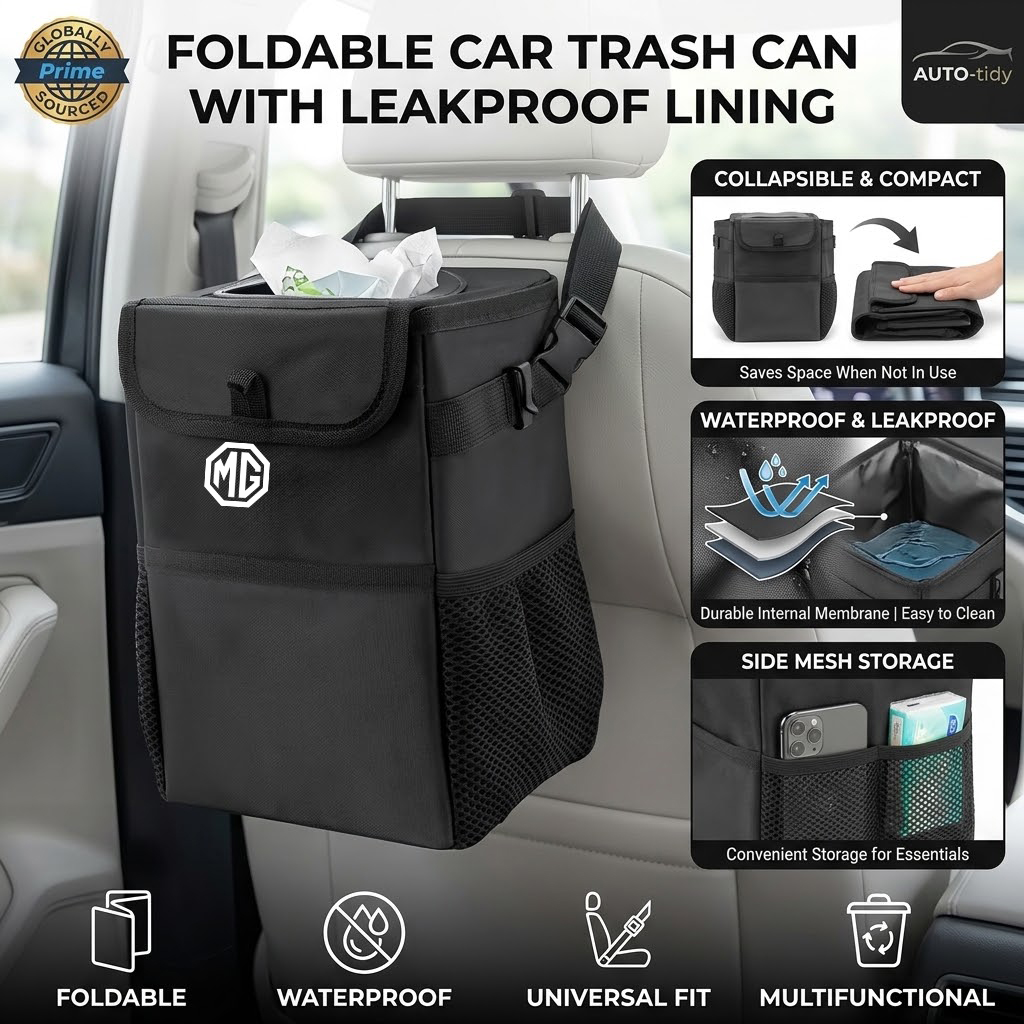Cestino per auto pieghevole, p - Waterproof Car Trash Can With Lid recensione e prezzo