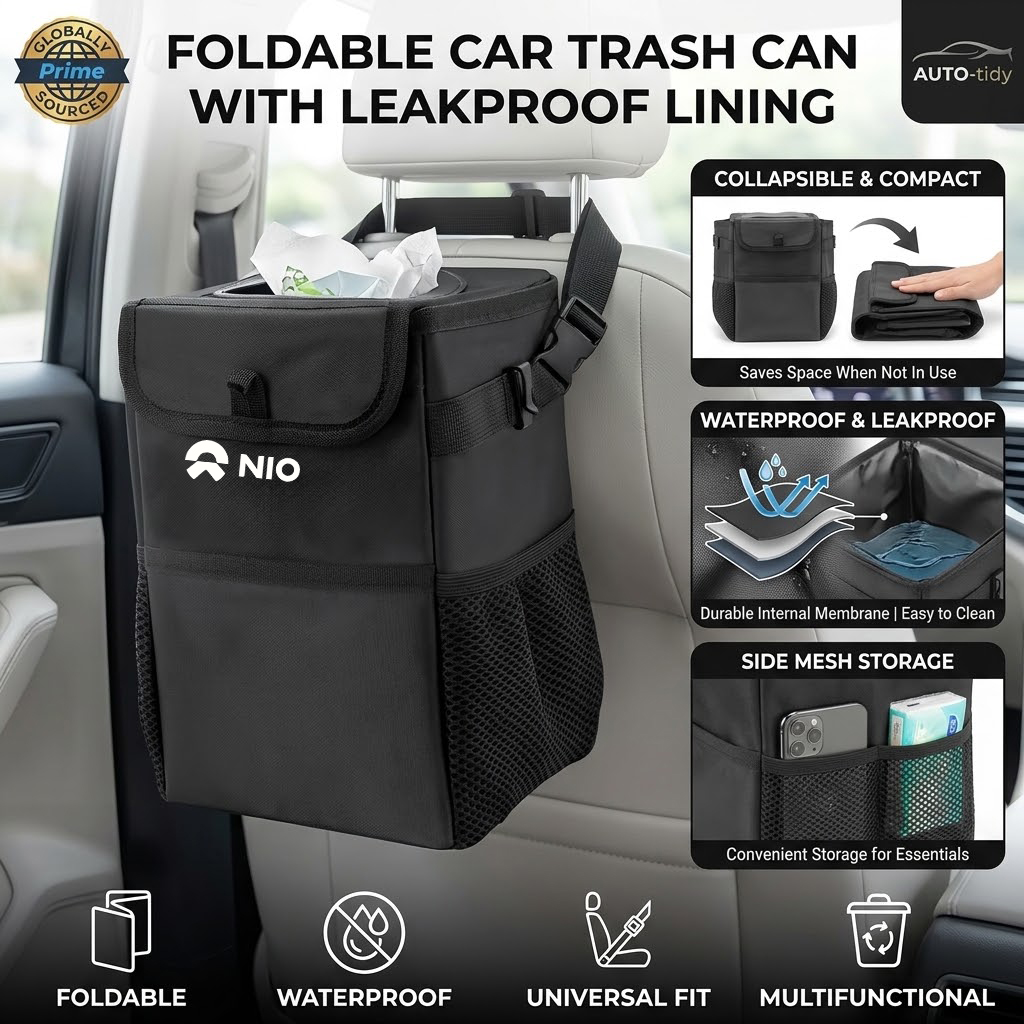 Cestino per auto pieghevole, p - Waterproof Car Trash Can With Lid recensione e prezzo